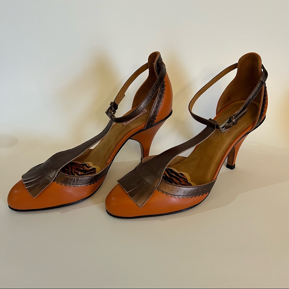 Samantá Orange and Bronze Women’s High Heeled Shoes Size 7